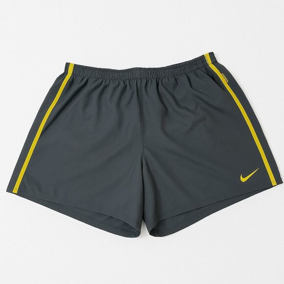 Nike Running Shorts Mens Size L Athletic Gym Training Gray Yellow Dri Fit - Picture 1 of 15